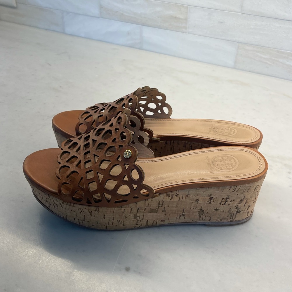 Tory Burch Leather Lasercut Accents Slides